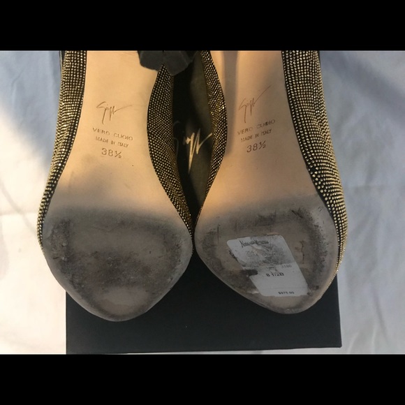 Giuseppe Zanotti gold studded peep toe heel - Picture 2 of 7